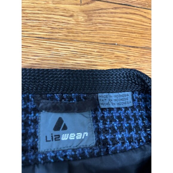 Liz Claiborne Lizwear Womens Blazer Jacket Sz 12 Blue Black Wool Blend Tweed VTG - Picture 4 of 6